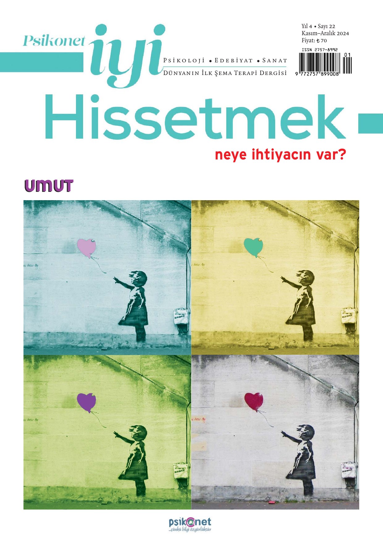 Psikonet İyi Hissetmek Dergisi / Kasım-Aralık / 22. Sayı - Umut dergi kapağı