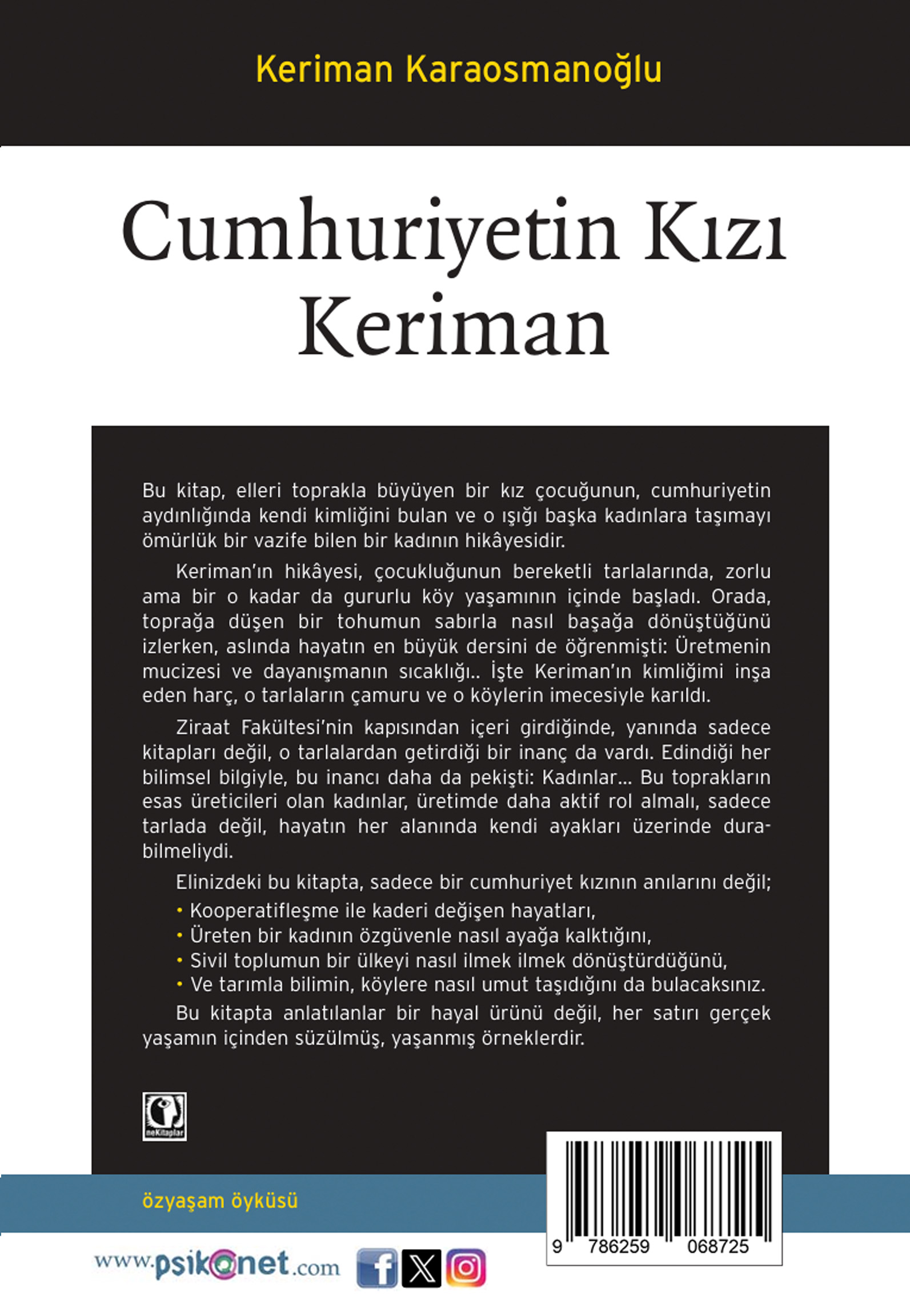 Cumhuriyetin Kızı Keriman – Arka Kapak
